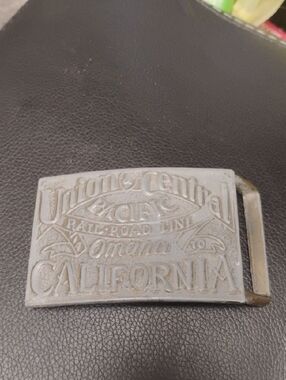 Vintage UNION & CENTRAL PACIFIC RAILROAD LINE OMAHA BELT BUCKLE NRMINT CONDITION